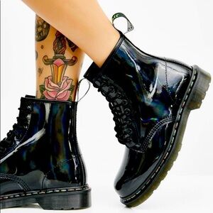 DR. MARTENS 1460 RAINBOW PATENT LACE UP BOOTS